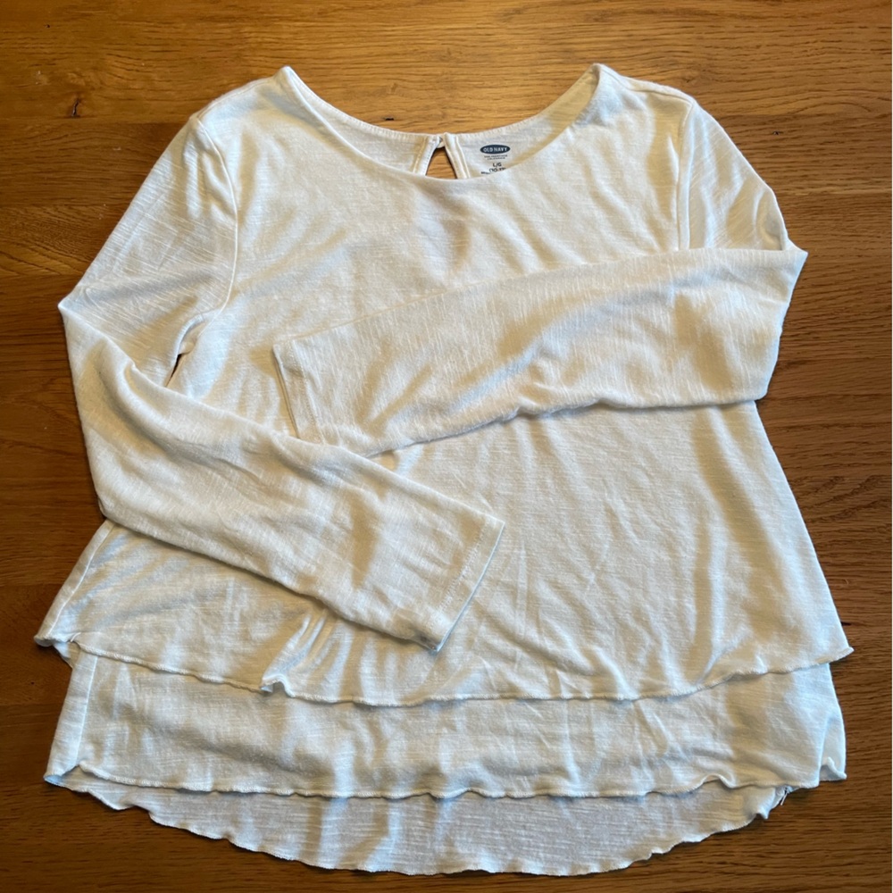 Girls White/Cream Old Navy Layered Blouse Size L (10/12)